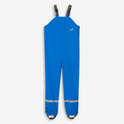 Rainy Day Waterproof Dungarees Blue. Blue waterproof dungarees with reflective stripes on the ankles and black adjustable straps.